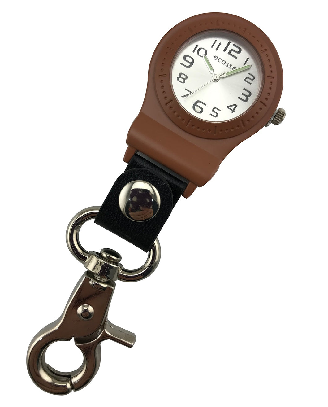Pocket Watch - Ecosse Quartz Metal with Tang Buckle Clip - Brown