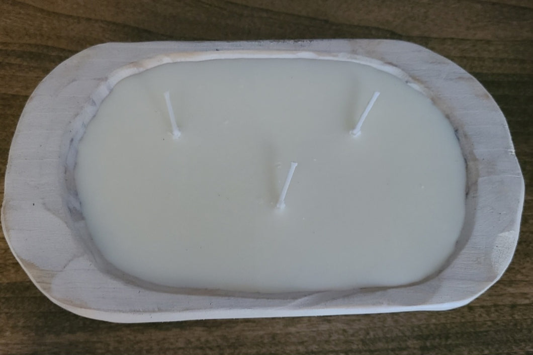 Candle - Dough Bowl Oval - White 3-Wicks - But First, Coffee Scent