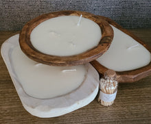 Load image into Gallery viewer, Candle - Reusable Dough Bowl Soy Wax - Oval - White 3-Wicks - But First, Coffee Scent
