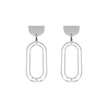Load image into Gallery viewer, The Olivia Goddess Earrings in silver derives it&#39;s roots from royalty. These elegant drop earring demand attention when being worn; be sure this will impress those around you!  Exclusively from Kinsley Armelle.  Details:  Sliver Ion Plated Stainless Steel 2 Inches Length x 0.75 Inches Width
