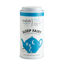 Load image into Gallery viewer, Sleep Fairy Herbal Tea helps you unwind after a long day. Packed with soothing chamomile and lavender, this tea will help you feel at ease and get you into ultimate relaxation mode. Caffeine free.  Key Benefits:  Hydrating Provides healthy nights sleep Kiddie approved INGREDIENTS: lemongrass, apple bits, vervain, green rooibos, chamomile, lavender, orange pieces, natural flavouring, vanilla bits.
