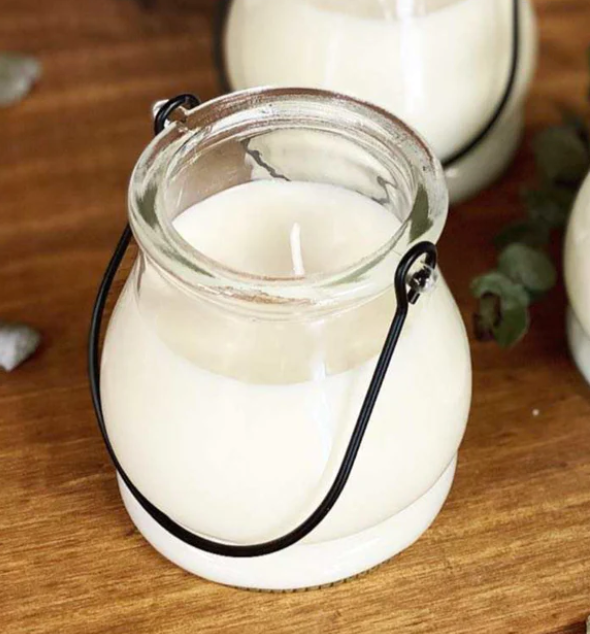 Candle - Reusable Summer Nights Glass Jar Soy Wax Lantern - Indoor/Outdoor Use - Lemongrass/Eucalyptus Scent