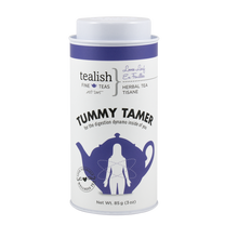 Load image into Gallery viewer, Tummy Tamer Herbal Tea is a soothing and smooth herbal blend that helps tame that inner gut turmoil. Cooling peppermint and rooibos chills everything out, while relaxing chamomile, calendula and ginger fight inflammation and bloating. Perfect for anytime you need to feel cool, calm, collected and digested.  Caffeine free.  Key Benefits:  Hydrating Provides healthy nights sleep Helps with digestion INGREDIENTS: peppermint, chamomile, ginger, rooibos, rosehip, calendula, natural flavours.  
