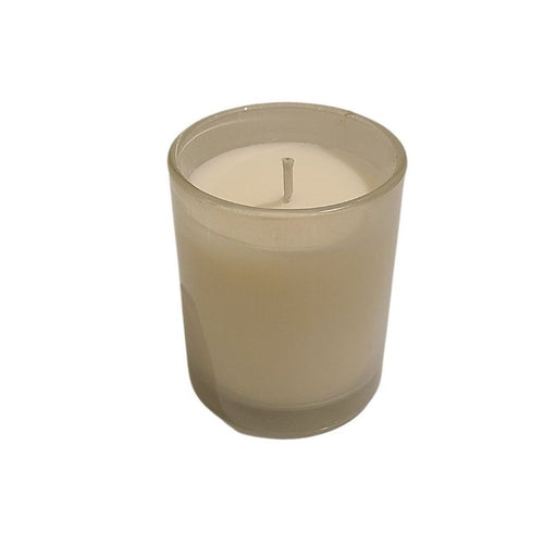 This simple yet elegant White Glass Votive Style Candle is hand-poured and infused with Essential Oils for a beautiful fragrance.  With a fresh scent of Crisp White Linen. Perfect to add to any gift.  3