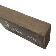 Load image into Gallery viewer, This rustic style painted iron on a wood plaque with inspirational printed &quot;Live With Gratitude&quot; sentiment is the perfect adornment for any home.  Hang it or set it on any surface in your foyer, kitchen, familyroom or hallway so everyone can see it.  Makes a great hostess, mother&#39;s day or just because gift too.  Size: 7&quot; x 4&quot; x 1.5&quot;  Material: Pine wood/Iron
