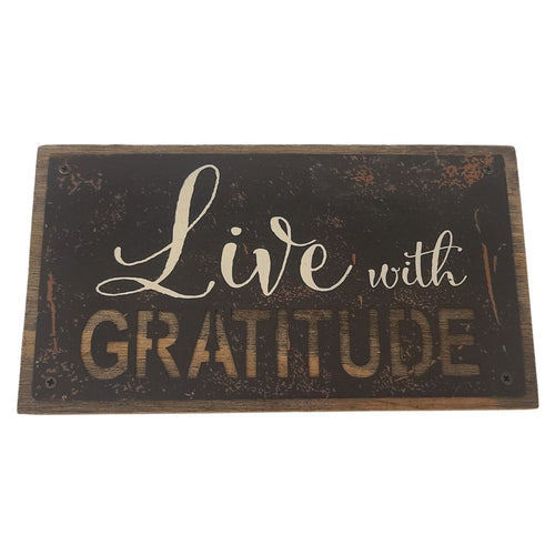 This rustic style painted iron on a wood plaque with inspirational printed 