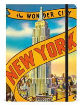 Load image into Gallery viewer, Made for notes-on-the-go. These New York City Inspired Journals are great for recipes, to-do lists, work details, or just doodles and daily thoughts.   The Museum of Modern Art Journals come with 3 detachable postcards, which include famous works by various artists, and has 132 grided and lined pages.  A great gift for the Art Lover.  Cavallini Journals depict vintage New York City images, and have 144 lined pages, with elastic closure.  4 Styles to choose from. Dimensions: 8&quot;H x 6&quot;W
