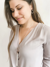 Load image into Gallery viewer, Necklace - Adjustable Silver Plated Long Chain with Gold Pendant and Metal Tassel

