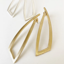 Load image into Gallery viewer, Earrings - Gold Brushed Long Geometric Metallic
