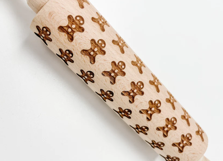 Holiday Kitchen - Winter Embossed Wooden Rolling Pin