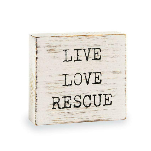 As a rescue dog owner, this plaque sits loud and proud at our front door!  What a beautiful way to show your love and support for yourself or anyone you know who has a rescue pet.  This perfectly sized wooden block plaque features a distressed finish and printed 