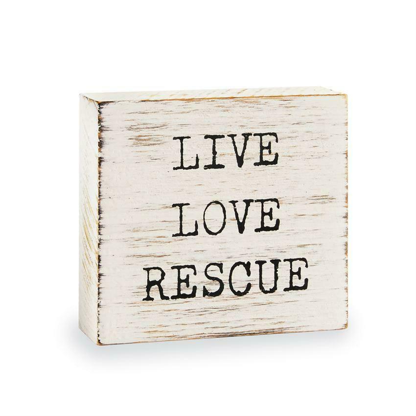 As a rescue dog owner, this plaque sits loud and proud at our front door!  What a beautiful way to show your love and support for yourself or anyone you know who has a rescue pet.  This perfectly sized wooden block plaque features a distressed finish and printed 