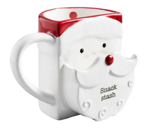 Load image into Gallery viewer, Holiday Kitchen - Mud Pie Santa Cookie Stash Dolomite Mug Hot Chocolate Gift Set

