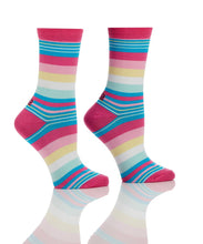 Load image into Gallery viewer, Say Happy Birthday in style with this great set of women&#39;s crew socks with whymsical birthday and fun designs.  Comes in a coordinating gift box.  So cute and stylish, you&#39;ll want to wear them all the time!  Each giftbox set includes:  (1) Aqua/Pink Birthday (1) Aqua/Pink Stripes (1) Aqua/Pink Dots Features:  Reinforced Heel &amp; Toe Cotton Antimicrobial Fits Women&#39;s Shoe Size 6-10
