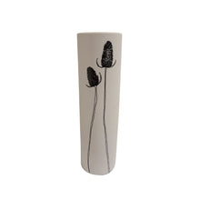 Load image into Gallery viewer, Vase - Ceramic White with Hand Painted Black Thistles
