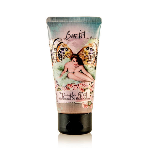 With this Barefoot Venus The Vanilla Effect Hand, your hands are pampered in a ultra-rich mix of macadamia nut oil, sesame seed oil and wheat germ oil for long-lasting smoothness.  Pairs perfectly with our other bath and body products and makes an beautiful addition to any gift set.  Made With: Macadamia Nut Oil Sweet Almond Oil Elder Flower Extract Silk Amino Acids Size:  50 ml