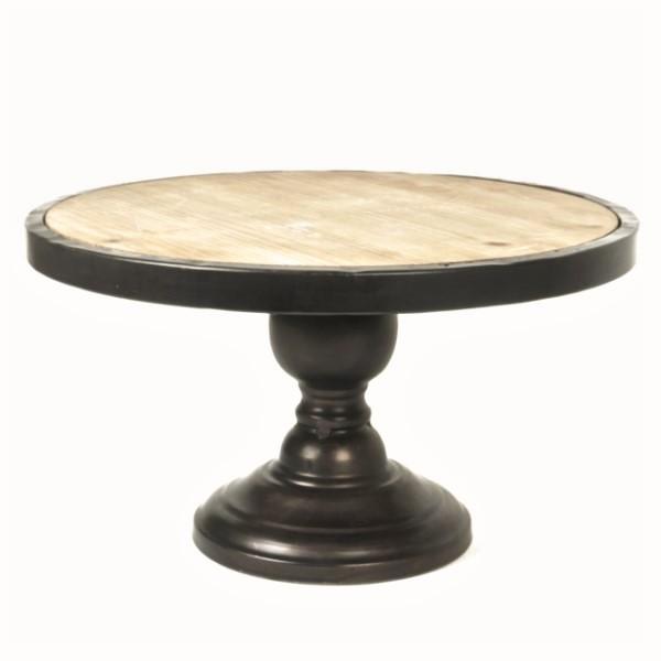 Cake Stand - Rustic Farmhouse - Round Wood and Metal