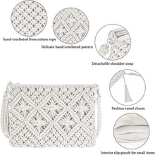 Load image into Gallery viewer, Crossbody Bag- Hand-Woven Cotton Rope Crochet Clutch - White
