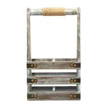 Load image into Gallery viewer, Bottle Caddy - Rustic Wood &amp; Metal with Twine Wrapped Handle
